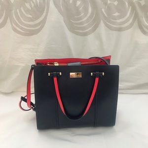 Kate spade navy w/ red lining handbag